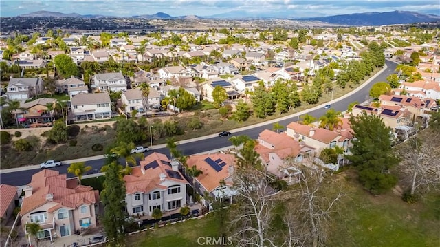 aerial view featuring a residential view and a mountain view