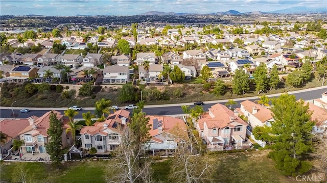 aerial view featuring a residential view and a mountain view