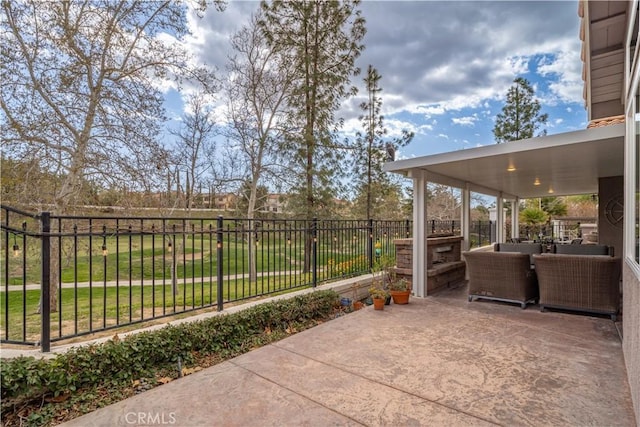 view of patio / terrace featuring fence