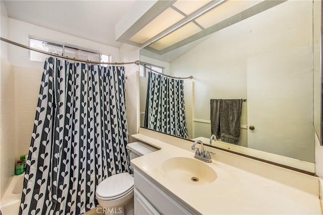 full bathroom featuring vanity and toilet