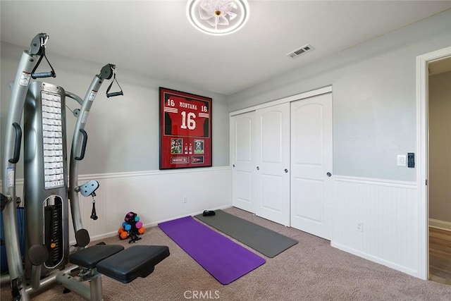 34908 Kooden Rd, Winchester, CA 92596 - exercise area with a wainscoted wall and carpet