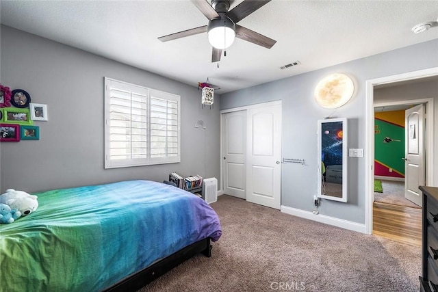 34908 Kooden Rd, Winchester, CA 92596 - bedroom featuring carpet flooring, baseboards, a closet, and ceiling fan