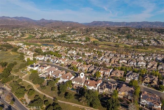 aerial view featuring a residential view and a mountain view