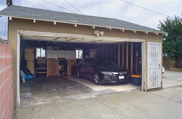 view of garage