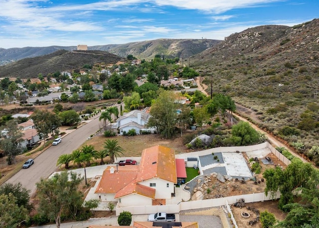 aerial view with a mountain view