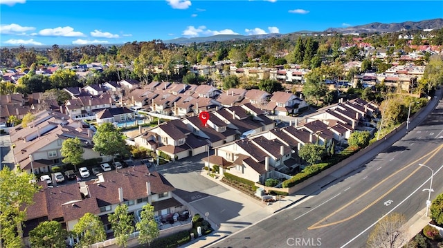 aerial view featuring a residential view and a mountain view