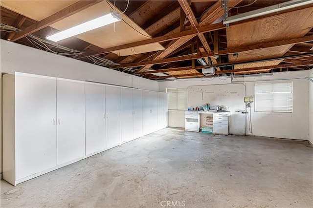 garage with a garage door opener