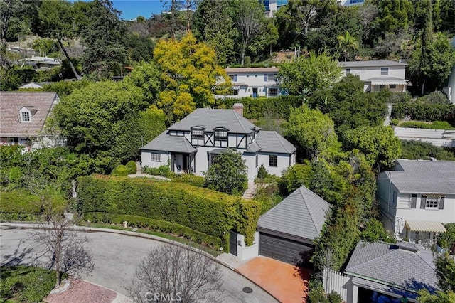 aerial view with a residential view