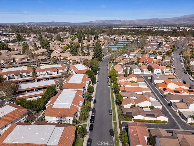 aerial view featuring a residential view and a mountain view