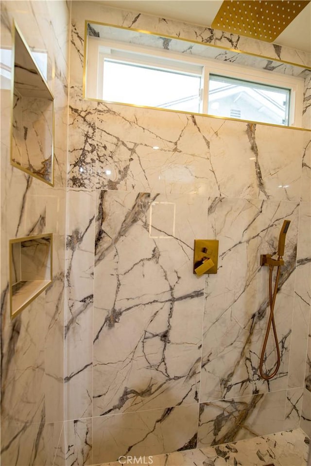 details with a marble finish shower