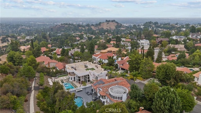 aerial view with a residential view