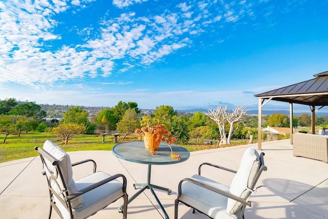 view of patio / terrace featuring a gazebo