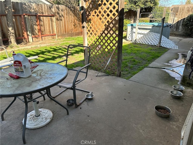 view of patio featuring a fenced backyard