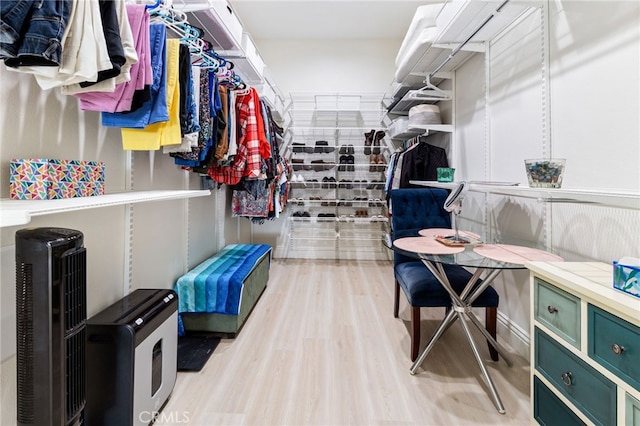 spacious closet with wood finished floors