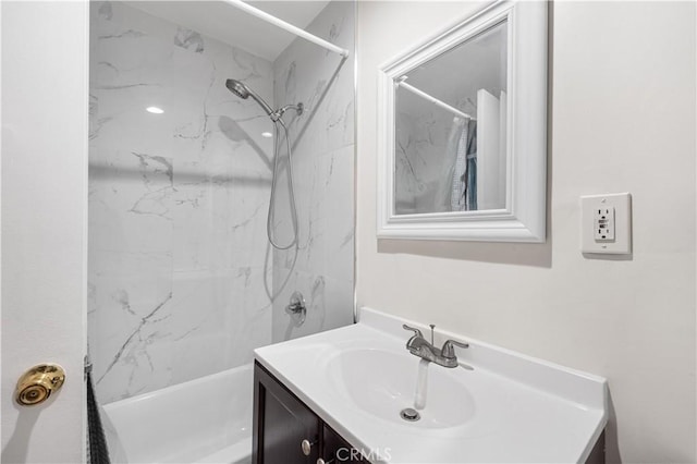 full bath featuring bathtub / shower combination and vanity