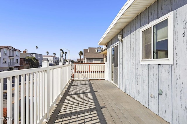 deck with a residential view