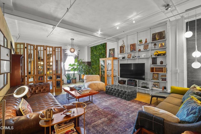 living room with french doors