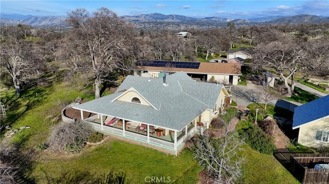 aerial view with a mountain view