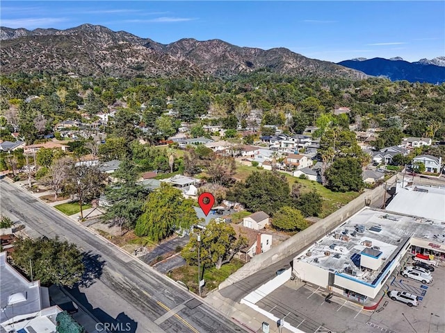 bird's eye view with a mountain view