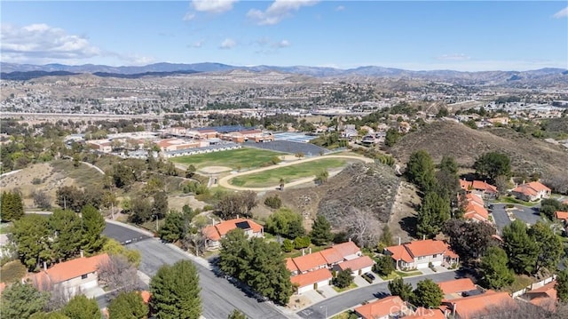 birds eye view of property featuring a residential view and a mountain view