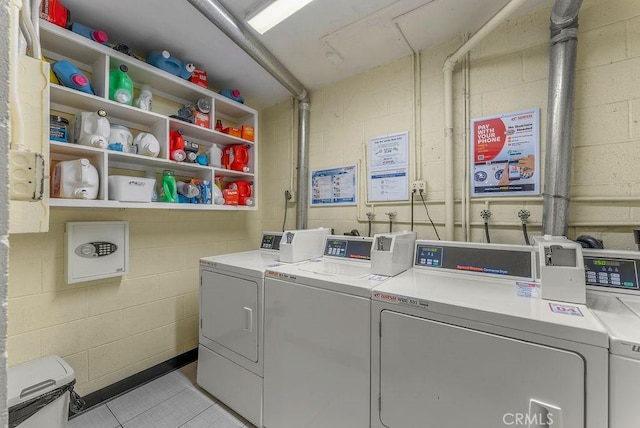 334 Gladys Ave Unit 103, Long Beach, CA 90814 - common laundry area with concrete block wall and washing machine and clothes dryer