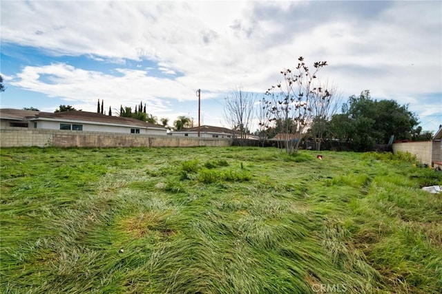 view of yard featuring fence