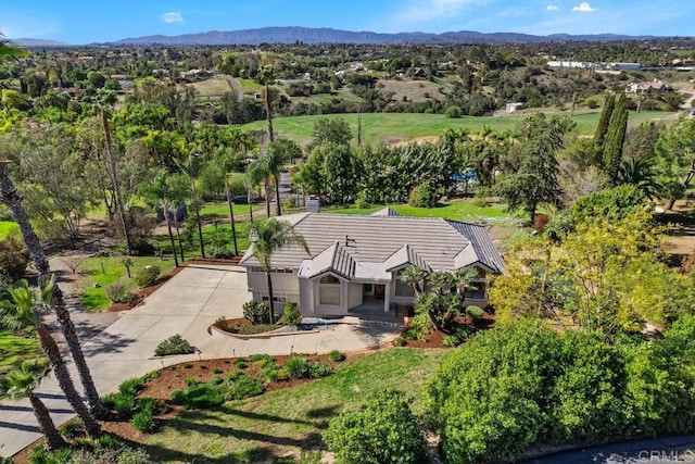 bird's eye view with a mountain view