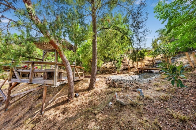 view of yard with stairway