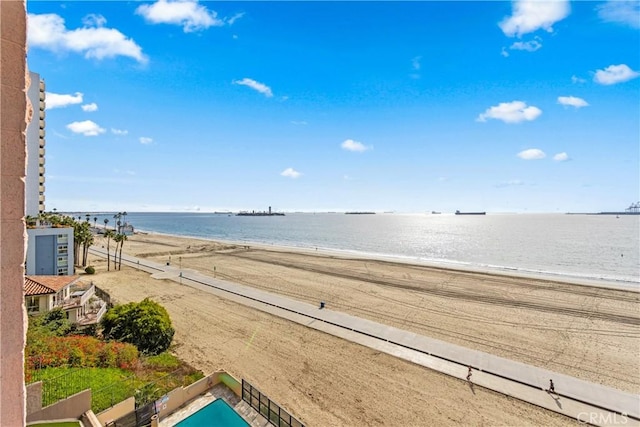 property view of water with a beach view