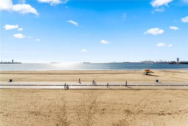 view of water feature with a view of the beach