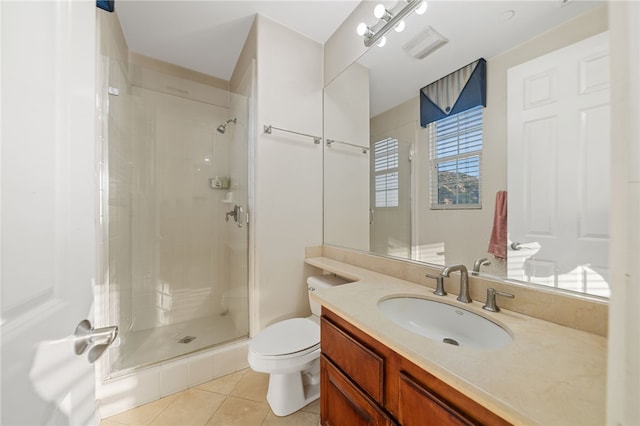 2514 Bulrush Cir, Corona, CA 92882 - full bath with tile patterned flooring, a shower stall, toilet, and vanity