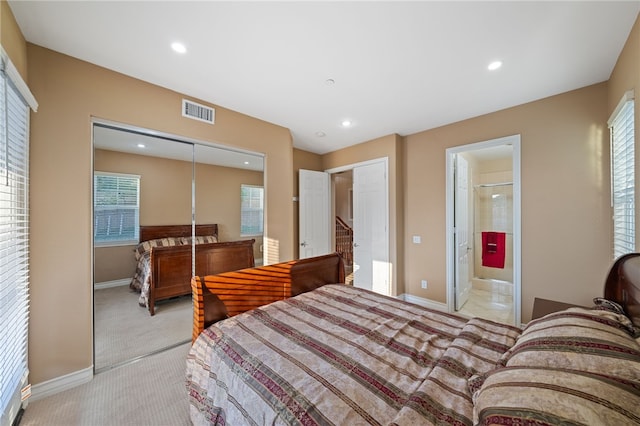 2514 Bulrush Cir, Corona, CA 92882 - bedroom featuring baseboards, recessed lighting, light colored carpet, and a closet