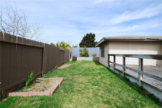 view of yard with a fenced backyard