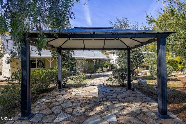 view of patio featuring a gazebo