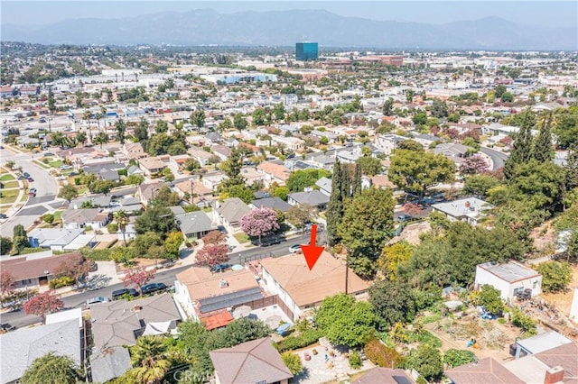 birds eye view of property featuring a residential view and a mountain view