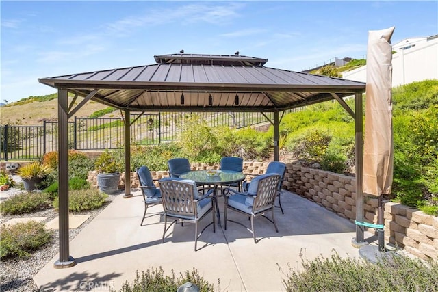 24674 Crestley Dr, Corona, CA 92883 - view of patio / terrace featuring a gazebo and outdoor dining area
