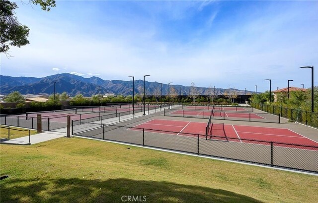24674 Crestley Dr, Corona, CA 92883 - view of tennis court featuring a mountain view