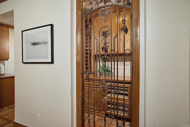 view of wine cellar