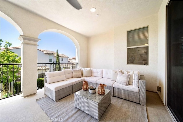 balcony featuring an outdoor living space