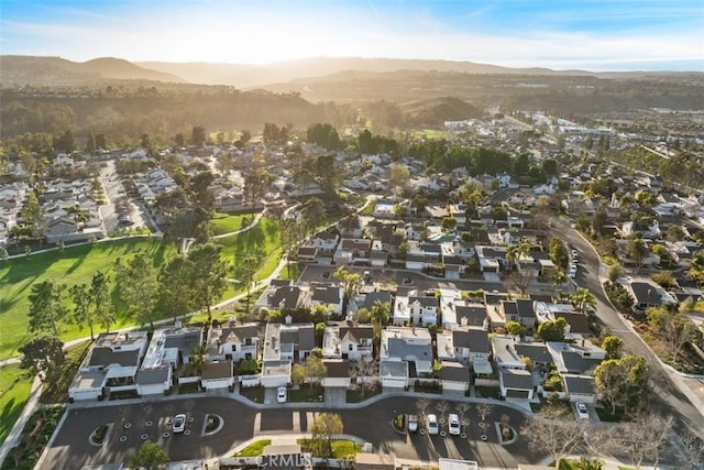 aerial view with a residential view and a mountain view