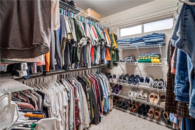 spacious closet with carpet flooring