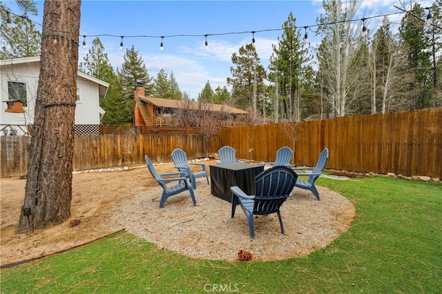 view of yard featuring a patio area and a fenced backyard