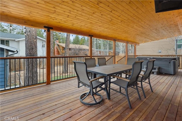 unfurnished sunroom with lofted ceiling and wooden ceiling