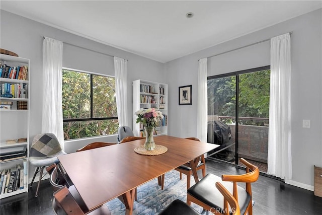 dining room featuring wood finished floors and baseboards