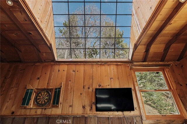 interior details with wooden ceiling and beamed ceiling