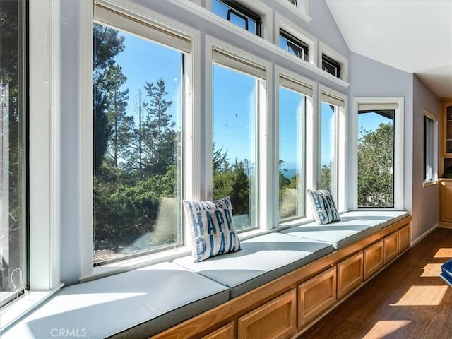 sunroom / solarium with vaulted ceiling