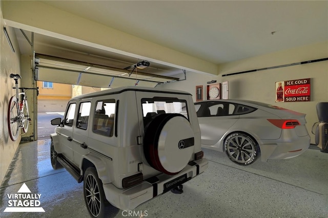 garage with a garage door opener