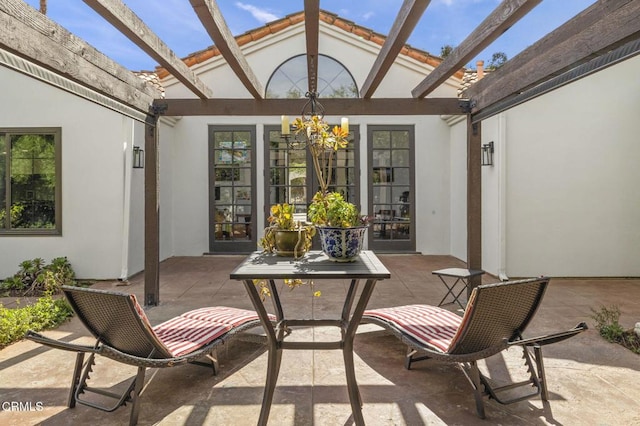 view of patio / terrace featuring a pergola