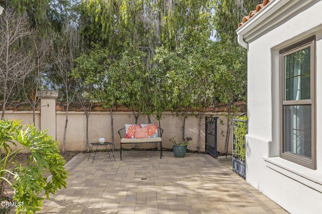 view of patio with a fenced backyard