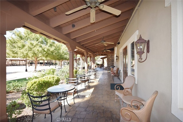 view of patio with ceiling fan